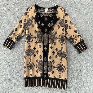Chicos Cardigan Sweater 3/4 Sleeve Geometric‎ Pattern Soft Stretch Womens Size 0